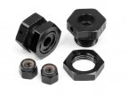 ALUMINUM WHEEL HEX HUB SET 17MM (BLACK/4PCS)